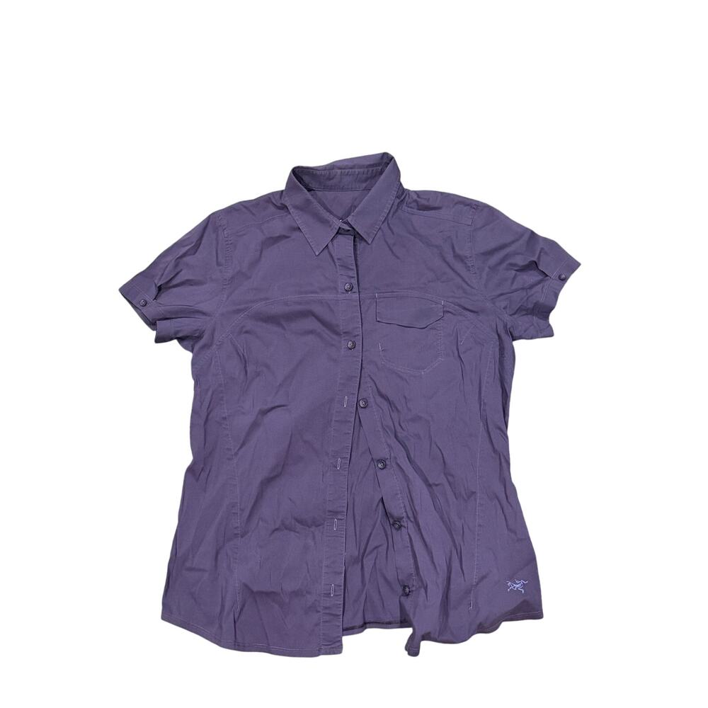 Arc’teryx Womens Trim Fit Button Down Short Sleeve Purple Large Hiking